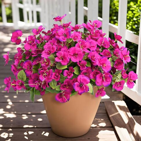 Ouddy Decor 8 Bundles Artificial Hibiscus Flowers for Outdoors Decoration, Faux Silk Flowers Bouquet UV Resistant Fake Plants for Garden Porch Patio Vase Box Planter Indoor Outdoor Home Decor, Pink in Saudi Arabia