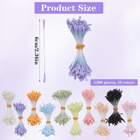 1200 قطعة من أسدية الزهور للحرف اليدوية من Ouligay، سداة زهرة اللؤلؤ من الورق الاصطناعي للحرف اليدوية، السداة المحاكية للبطاقات، قصاصات الزهور، براعم الزهور، صناعة الديكورات DIY من الزهور in Kuwait