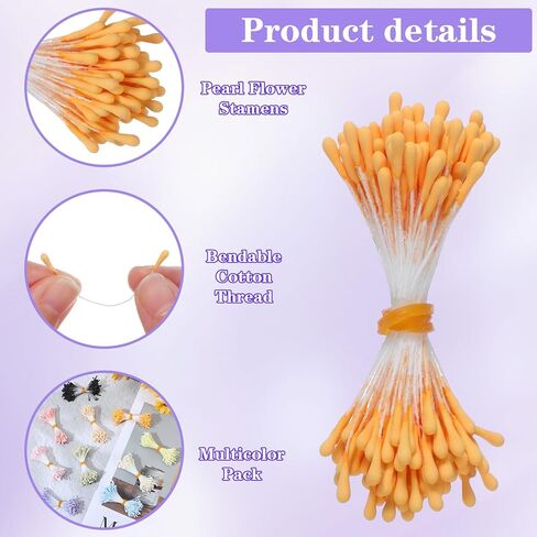 1200 قطعة من أسدية الزهور للحرف اليدوية من Ouligay، سداة زهرة اللؤلؤ من الورق الاصطناعي للحرف اليدوية، السداة المحاكية للبطاقات، قصاصات الزهور، براعم الزهور، صناعة الديكورات DIY من الزهور in Kuwait