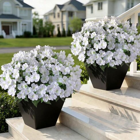 YXZZWL 16 Bundles Artificial Impatiens for Outdoor Spring Summer Decor, No Fade Silk Fake Flowers, UV-Resistant Faux Plants for Garden Porch Home Farmhouse Decoration (Red) in Kuwait