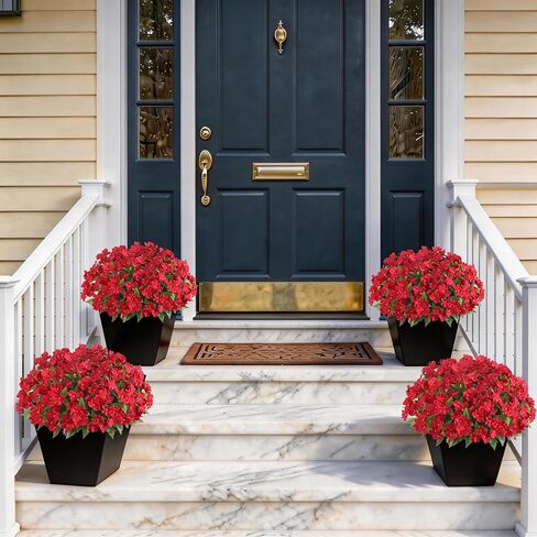 YXZZWL 16 Bundles Artificial Impatiens for Outdoor Spring Summer Decor, No Fade Silk Fake Flowers, UV-Resistant Faux Plants for Garden Porch Home Farmhouse Decoration (Red) in Saudi Arabia