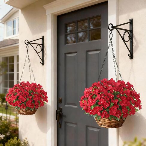 YXZZWL 16 Bundles Artificial Impatiens for Outdoor Spring Summer Decor, No Fade Silk Fake Flowers, UV-Resistant Faux Plants for Garden Porch Home Farmhouse Decoration (Red) in Saudi Arabia