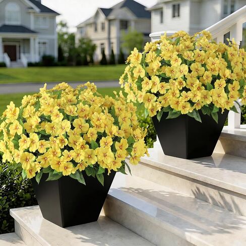 YXZZWL 16 Bundles Artificial Impatiens for Outdoor Spring Summer Decor, No Fade Silk Fake Flowers, UV-Resistant Faux Plants for Garden Porch Home Farmhouse Decoration (Red) in Saudi Arabia