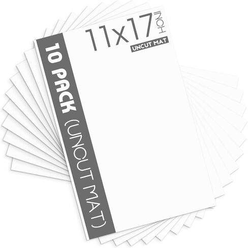 Mat Board Center, Pack of 10 8.5x11 White Uncut Mat Boards, Acid Free, 4-Ply Thickness, White Core, Great for Pictures, Photos, Framing Backing in Saudi Arabia