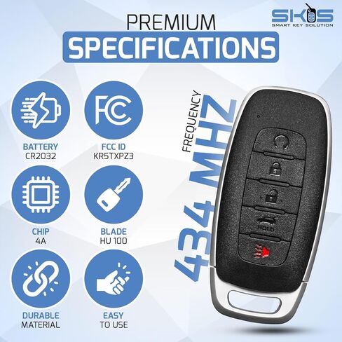 SKS Smart Key for Nissan 2022-2023, 5-Button Proximity Key Fob Replacement for Nissan Kicks Rogue Pathfinder KR5TXPZ3 285E3-7LA7A S180146127 in Kuwait