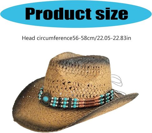 قبعة من القش للجنسين، أشرطة زخرفية أنيقة مطرزة بالخرز، للشاطئ في الهواء الطلق لنزهات الشاطئ، حدود واسعة، بيج شمسي in Kuwait
