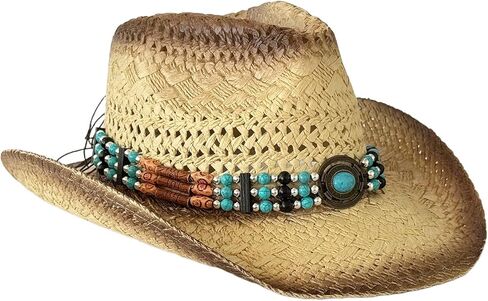 قبعة من القش للجنسين، أشرطة زخرفية أنيقة مطرزة بالخرز، للشاطئ في الهواء الطلق لنزهات الشاطئ، حدود واسعة، بيج شمسي in Kuwait