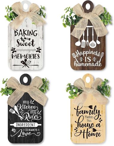 4 قطع من Arquiel ديكور فني جداري خشبي لقواعد مطبخ المزرعة وتعليقات خشبية ديكور ريفي (5.5 × 11 بوصة) in Kuwait