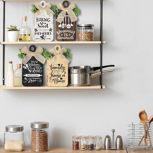 4 قطع من Arquiel ديكور فني جداري خشبي لقواعد مطبخ المزرعة وتعليقات خشبية ديكور ريفي (5.5 × 11 بوصة) in Kuwait