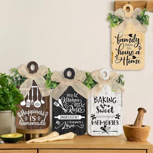 4 قطع من Arquiel ديكور فني جداري خشبي لقواعد مطبخ المزرعة وتعليقات خشبية ديكور ريفي (5.5 × 11 بوصة) in Kuwait