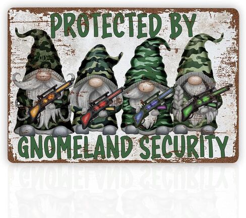 لافتات قصدير معدنية عتيقة مضحكة، أمان جنوملاند، صيادو جنوم، هدية لمحبي جنوم، هدايا عيد الميلاد، هدية الترحيب بالمنزل، علامة فنية جدارية من القصدير المعدني العتيق، علامة ديكور ساحة in Kuwait