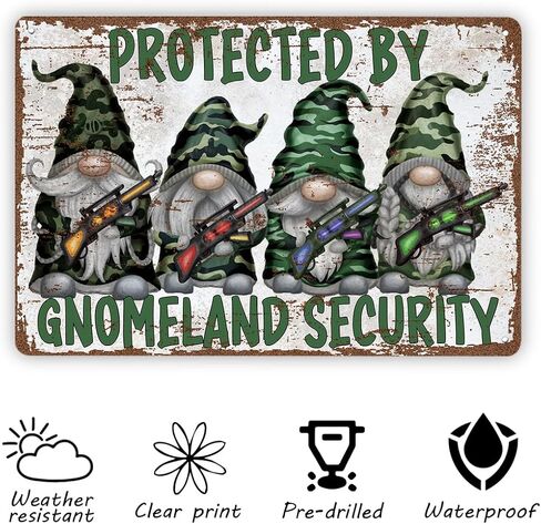 لافتات قصدير معدنية عتيقة مضحكة، أمان جنوملاند، صيادو جنوم، هدية لمحبي جنوم، هدايا عيد الميلاد، هدية الترحيب بالمنزل، علامة فنية جدارية من القصدير المعدني العتيق، علامة ديكور ساحة in Kuwait