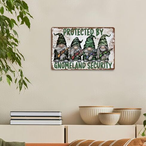 لافتات قصدير معدنية عتيقة مضحكة، أمان جنوملاند، صيادو جنوم، هدية لمحبي جنوم، هدايا عيد الميلاد، هدية الترحيب بالمنزل، علامة فنية جدارية من القصدير المعدني العتيق، علامة ديكور ساحة in Kuwait