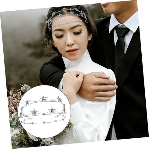 IMIKEYA Silver Star Tiara Headpiece for Brides - Elegant Star Crown Hair Accessory - for Weddings Bridal Parties and Special Occasions on Your Big Day in Saudi Arabia