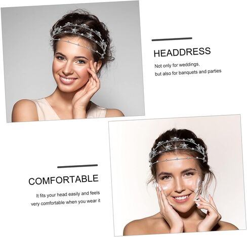 IMIKEYA Silver Star Tiara Headpiece for Brides - Elegant Star Crown Hair Accessory - for Weddings Bridal Parties and Special Occasions on Your Big Day in Saudi Arabia