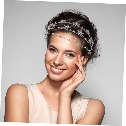 IMIKEYA Silver Star Tiara Headpiece for Brides - Elegant Star Crown Hair Accessory - for Weddings Bridal Parties and Special Occasions on Your Big Day in Saudi Arabia