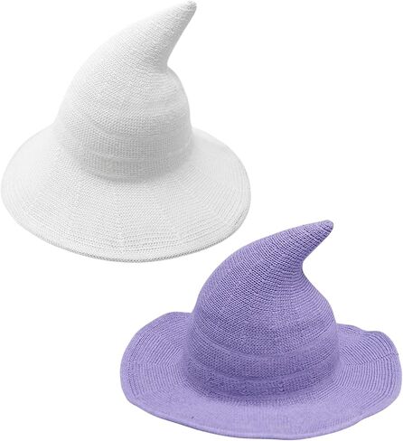 BAIMORE Women's Halloween Warm Wool Kint Witch Hat Wide Brim Witch Cap for Costume Party in Kuwait