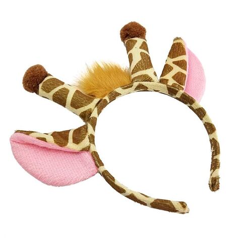 Giraffe Hair Hoop & Tail Tie Set - Cute Plush Animal Headband for Jungle Safari Theme Party, Halloween Costume, Cosplay & Christmas Dress-Up Accessories for Women, Men & Kids in Kuwait