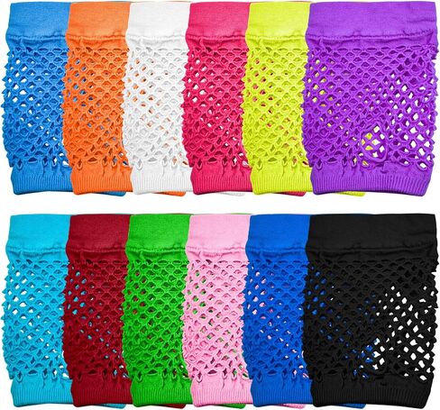 Neon Fingerless Gloves 80s Accessories for Women Punk Wrist,Fishnet Gloves Short Net Mesh for Halloween in Kuwait