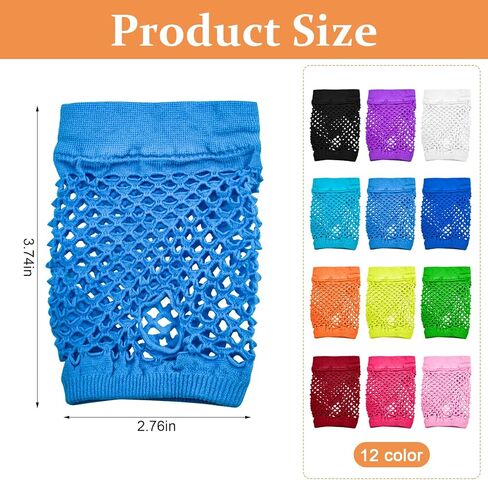 Neon Fingerless Gloves 80s Accessories for Women Punk Wrist,Fishnet Gloves Short Net Mesh for Halloween in Kuwait