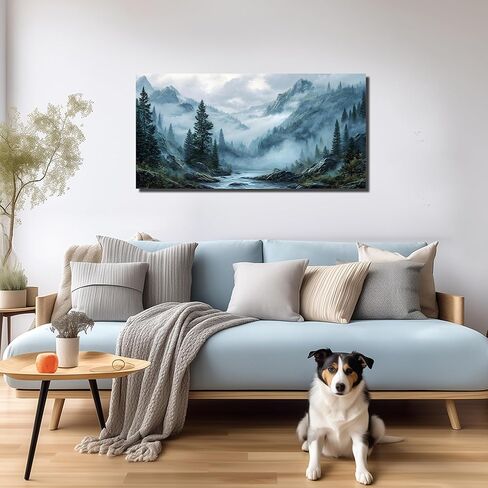 Foggy Forest Wall Art for Living Room Tree Canvas Wall Art for Office Mountain Pictures Wall Decor for Bedroom Size 20 x 40 Inch in Saudi Arabia