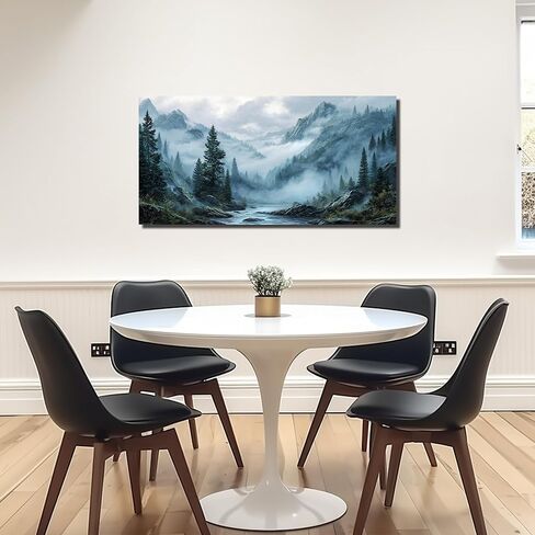 Foggy Forest Wall Art for Living Room Tree Canvas Wall Art for Office Mountain Pictures Wall Decor for Bedroom Size 20 x 40 Inch in Saudi Arabia