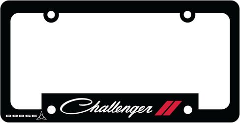 Dodge Challenger License Plate Frame – Made in USA | Polypropylene Plastic 6.125" x 12.25" Fit | Fratzog & Red Rhombus Script Design by Detroit Shirt Company in Saudi Arabia