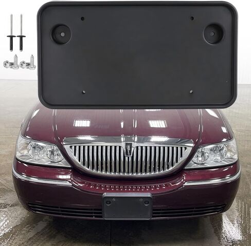 Front License Plate Frame Compatible with 2003 2004 2005 2006 2007 2008 2009 2010 2011 Lincoln Town Car Front Bumper License Plate Holder Mounting Bracket Cover Replace # 3W1Z17A385AAB FO1068117 in Kuwait