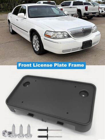 Front License Plate Frame Compatible with 2003 2004 2005 2006 2007 2008 2009 2010 2011 Lincoln Town Car Front Bumper License Plate Holder Mounting Bracket Cover Replace # 3W1Z17A385AAB FO1068117 in Kuwait