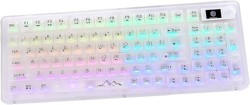 V99 Hot Swappable Sharparent Dechanical Keyboard مع شاشة OLED ، 98 مفاتيح RGB هياكل حشية ألعاب مخصصة مع BT5.1/2.4G/USB-C لنظام التشغيل Windows/Mac ، Pioneer V1 محور الأقمار الصناعية in Kuwait