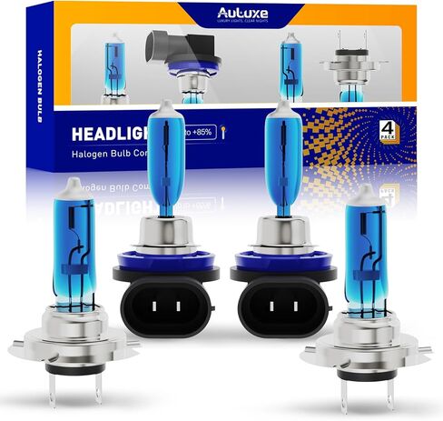 Compatible with Chevrolet Traverse 2013 2014 2015 2016 2017 2018 Halogen Headlight Bulb Combo - 185% Brighter 5000K White High/Low Beam, Plug and Play, 4-Pack in Kuwait