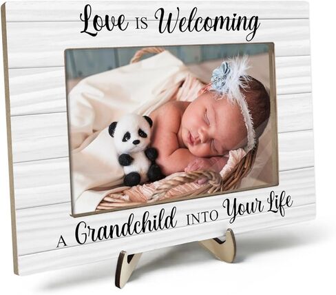 هدايا إطار الصورة للأجداد الجدد، هدية إطار الصورة للجدة الجديدة، هدايا إعلان الحمل، إطارات الصور بالموجات فوق الصوتية، الحب يرحب بالحفيد، صورة 4 × 6 بوصات (أبيض) in Kuwait
