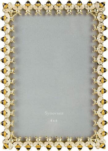 إطار صورة النحلة الذهبية للصور مقاس 4×6 - إطار صورة نحلة مزخرفة أنيقة - هدية مدروسة لذكرى زواجها أو ديكور المنزل المستوحى من الطبيعة in Kuwait