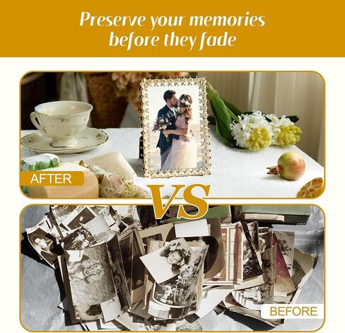 إطار صورة النحلة الذهبية للصور مقاس 4×6 - إطار صورة نحلة مزخرفة أنيقة - هدية مدروسة لذكرى زواجها أو ديكور المنزل المستوحى من الطبيعة in Kuwait