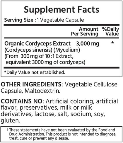 قوة ثلاثية كورديسيبس 3000 مصنوعة من كورديسيبس عضوي، 240 كبسولة نباتية. دعم المناعة الصحية ودعم القلب والأوعية الدموية. غير معدل وراثيًا in Kuwait