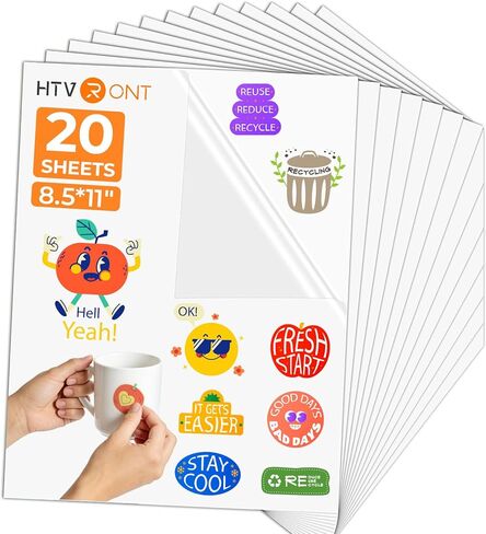 HTVRONT Sublimation Sticker Paper - 20 Pcs Glossy Transparent Waterproof Sublimation Stickers in Kuwait