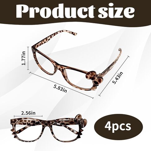 4-Pack Y2K Retro Fashion Eyewear for Anime Cosplay and Daily Styling,Cheetah Print Glasses,PC Material Accessories for Teen Girls and Young Women in Kuwait