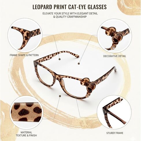 4-Pack Y2K Retro Fashion Eyewear for Anime Cosplay and Daily Styling,Cheetah Print Glasses,PC Material Accessories for Teen Girls and Young Women in Kuwait