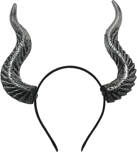 Furimuk Devil Horns Headband Witch Demon Headpiece Cosplay Horn Hair Hoops Gothic Halloween Dress Up in Kuwait