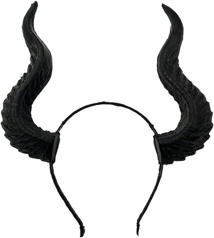 Furimuk Devil Horns Headband Witch Demon Headpiece Cosplay Horn Hair Hoops Gothic Halloween Dress Up in Saudi Arabia