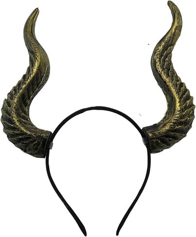 Furimuk Devil Horns Headband Witch Demon Headpiece Cosplay Horn Hair Hoops Gothic Halloween Dress Up in Saudi Arabia