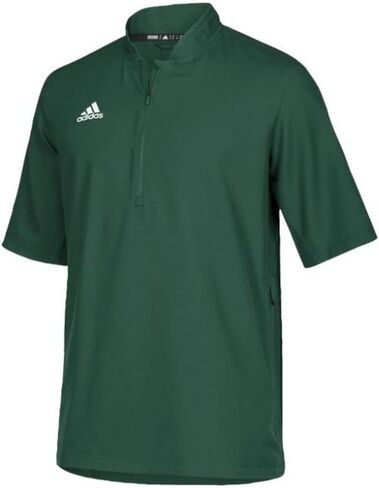 adidas Men's Team Iconic S/S 1/4 Zip Cage Jacket Baseball Batting (Green, M) in Saudi Arabia