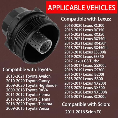 Oil Filter Housing Cap Assembly Compatible with Toyota Camry Highlander RAV4 Venza Scion Replace# 15620-36010, 15620-36020 in Kuwait