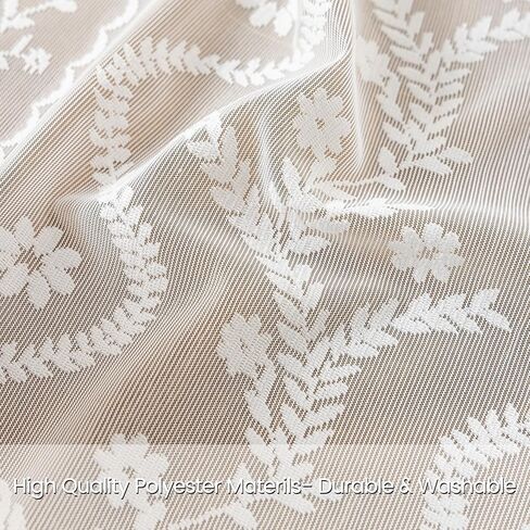 White Sheer Curtains 84 Inch - Boho Lace Floral Pattern Victorian Panels for Bedroom & Living Room, Light Filtering Privacy Rod Pocket, Elegant See-Through Window Drapes (2 Panels W52 xL84) in Kuwait