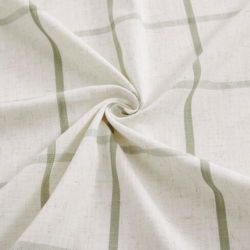 Central Park Sage Green Plaid Pinch Pleated Semi Sheer Curtain 95 Inch Linen Blended Checkered Window Treatment Drape for Modern Living Room Bedroom with Back Tabs Hooks, 40" Wx95 L, 2 Panels in Kuwait