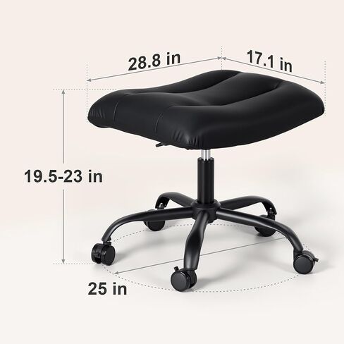 Frassie Mobile Gaming Office Footrest Stool Under Desk Multi-use Height Adjustable Rolling Foot Stool Rest Ottoman (Black) in Saudi Arabia