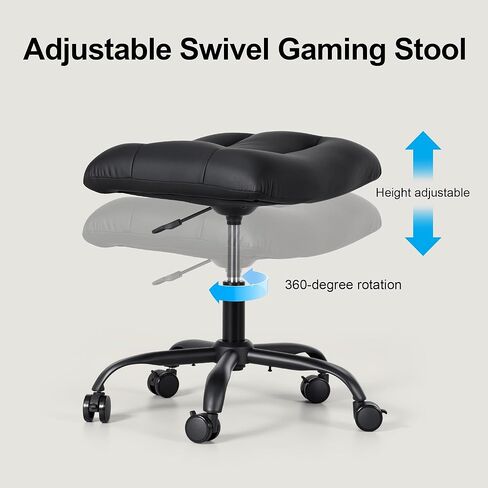 Frassie Mobile Gaming Office Footrest Stool Under Desk Multi-use Height Adjustable Rolling Foot Stool Rest Ottoman (Black) in Saudi Arabia
