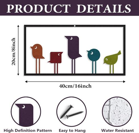 ARTINME Bird Metal Wall Art Cute Bird Wall Sculpture for Living Room, Bedroom, Indoor/Outdoor Southwestern Bathroom Decorations 8x16inch (Colorful) in Saudi Arabia