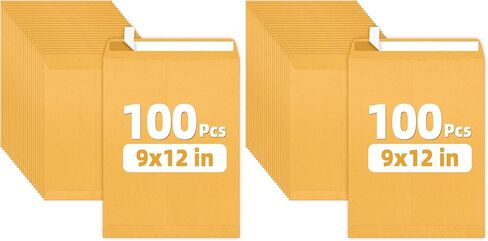 SUNEE 9x12 Envelopes Self-Seal Catalog Mailing Envelopes -100 Count, Ultra Strong Quick-Seal, 9x12 inch Brown Kraft Manila Envelopes Security Envelopes in Kuwait