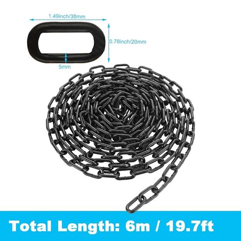 19.7 ft Long Black Chain Link 3/16" Heavy Duty Chain Bulk Decorative Chain for Hanging Hammock Chair Metal Porch Swing Chain Kit Carbon Steel Gate Chain for Outdoor Fence Boxing & Punching Bag in Kuwait